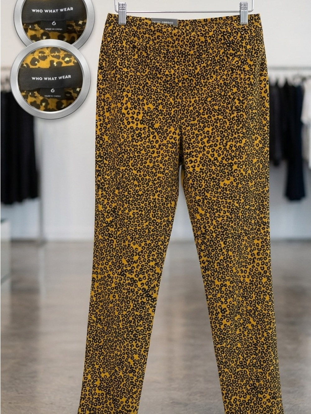 Who What Wear Mustard Leopard Skinny Pants